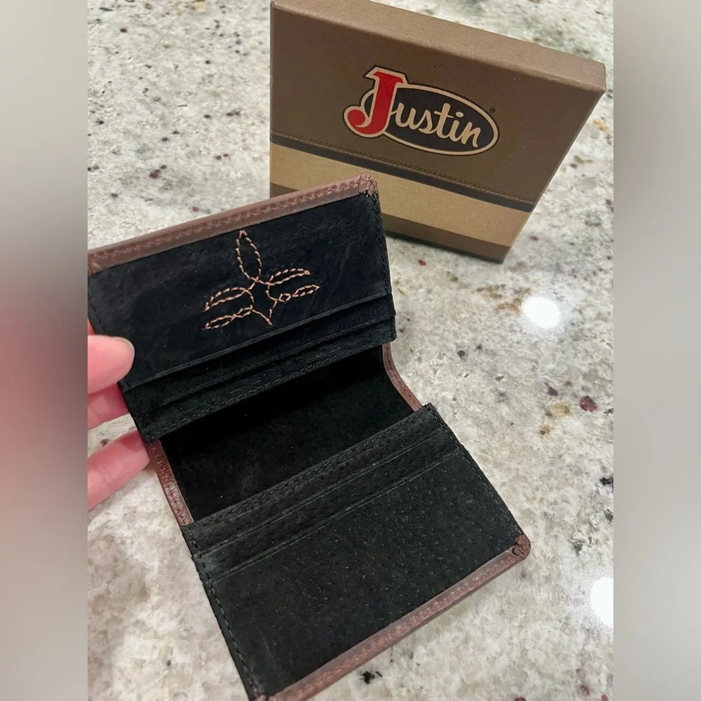 Justin Boots Brown Leather Front Pocket Wallet (BRAND NEW)
